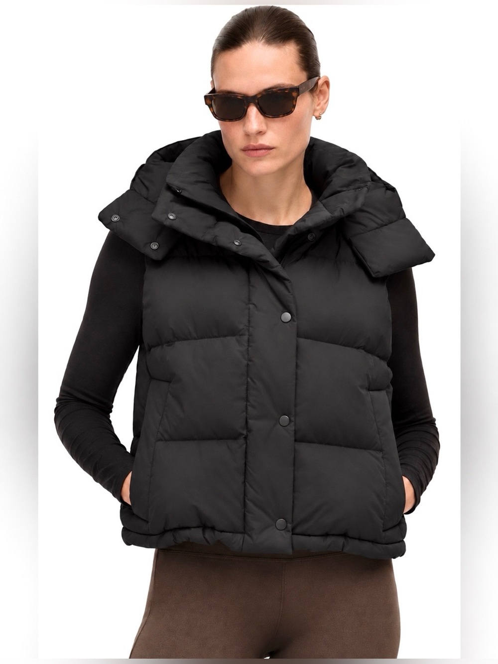 NWOT Lululemon Black Wunder Puff 600-Down-Fill Cropped Vest w/Pockets | Size 4